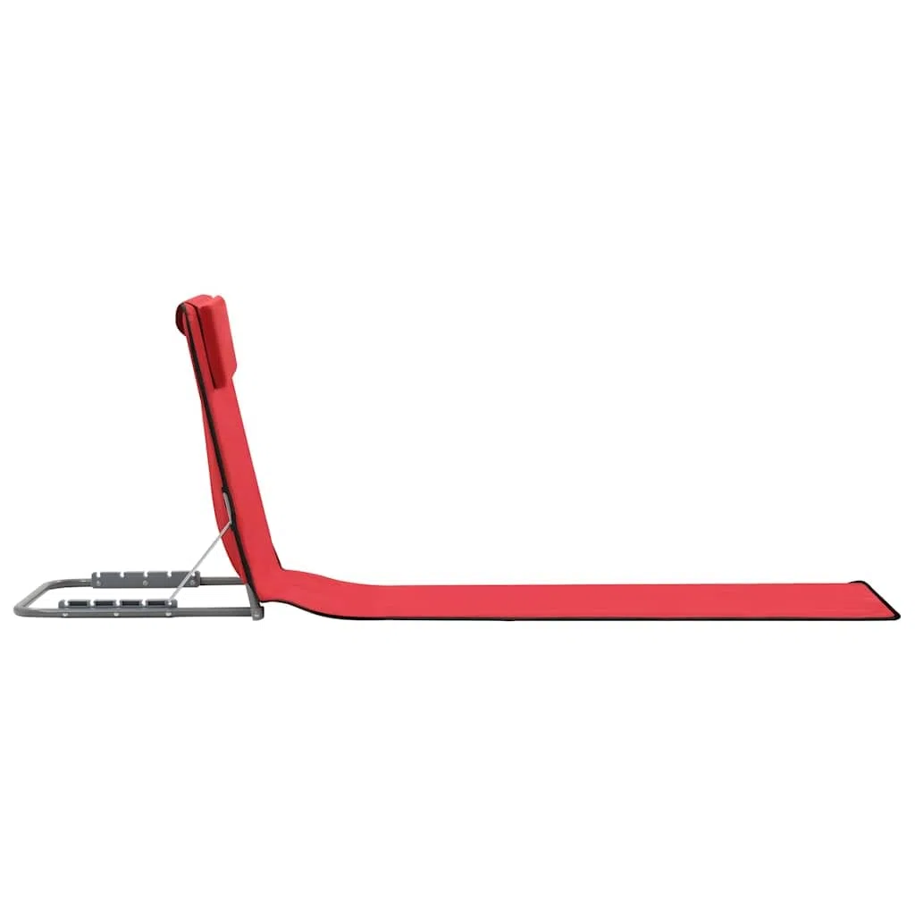 Esterilla de playa plegable, 2 unidades, acero y tela, color rojo, con reposacabezas y compartimento de almacenamiento, 160 x 53 x 47 cm, para camping, terraza, jardín, tumbona de relajación
