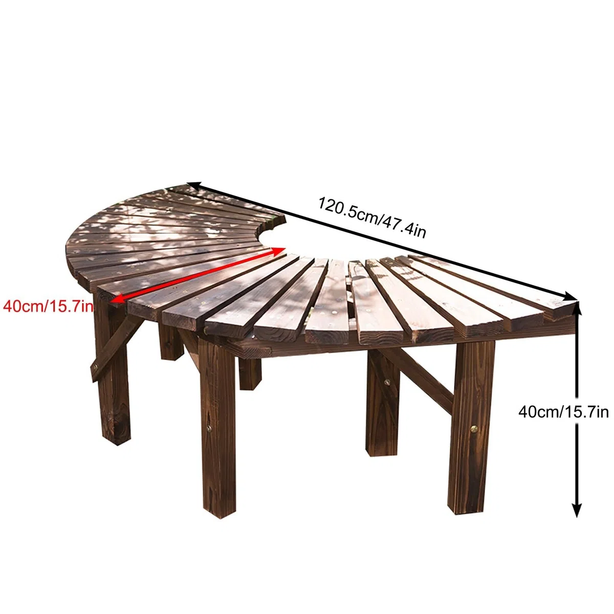 Banco de madera maciza al aire libre para jardín, parque y patio, silla de árbol anticorrosiva para relajarse y entretenerse, asiento de mesa