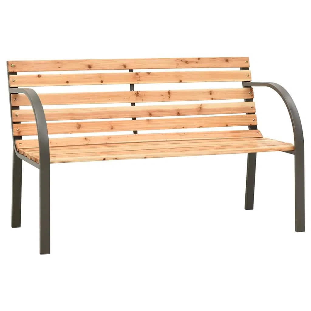 Banco de jardín infantil de 81 cm de madera de abeto chino con estructura de acero, diseño moderno, robusto y duradero, banco de exterior para balcón, jardín y terraza