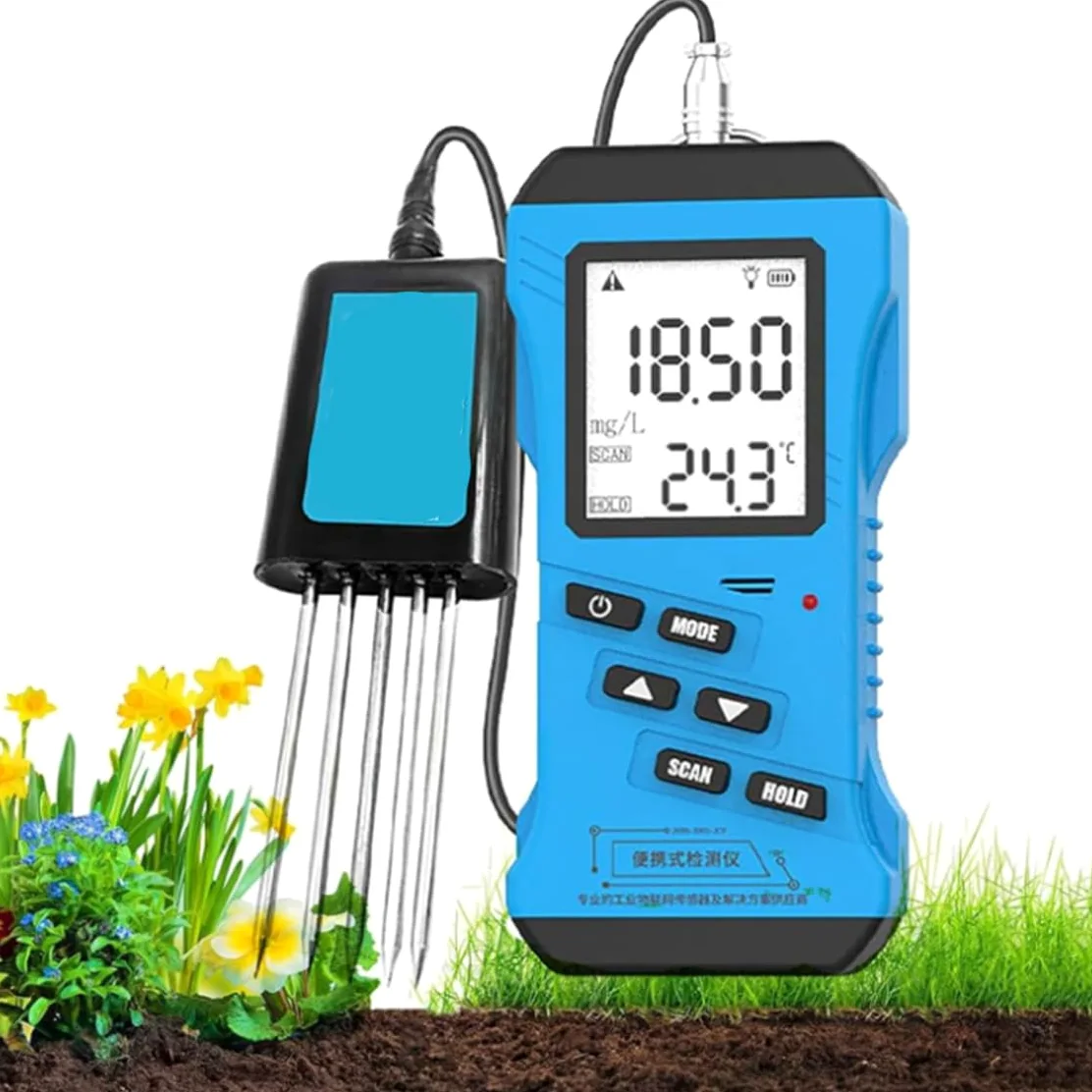 Medidor de humedad del suelo 7 en 1, probador rápido de temperatura, humedad, CE, PH, NPK, sensor preciso para jardín, césped, granja