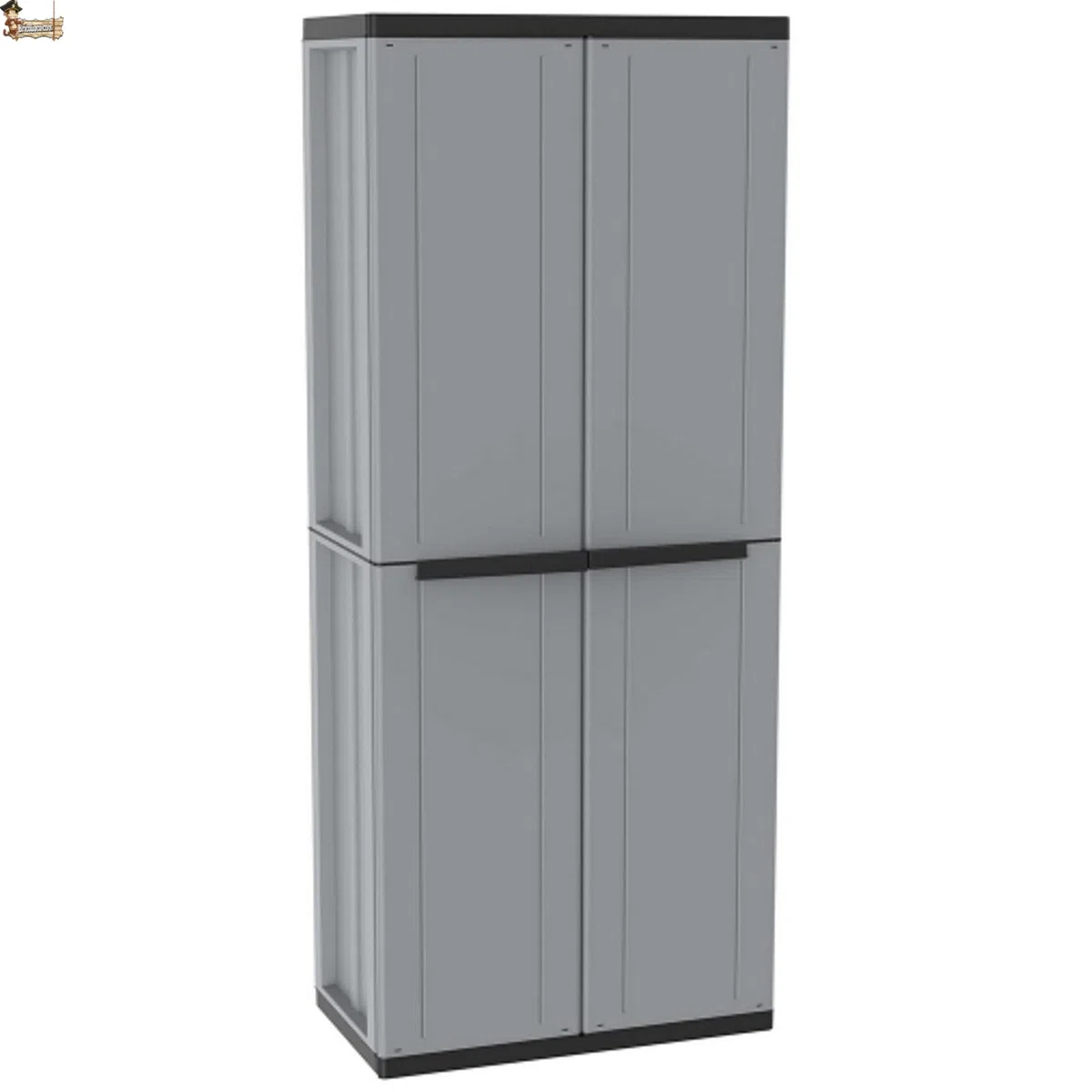 BricoLoco.com Armario Alto Exterior o Interior. Mueble en Resina para jardín, terraza, despensa, Cocina. Dos Puertas y Tres baldas de Altura Regulable