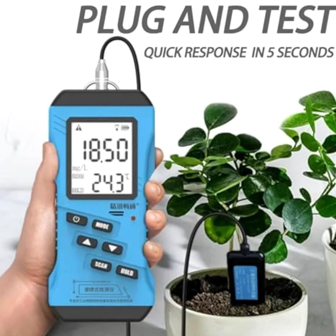 Medidor de humedad del suelo 7 en 1, probador rápido de temperatura, humedad, CE, PH, NPK, sensor preciso para jardín, césped, granja