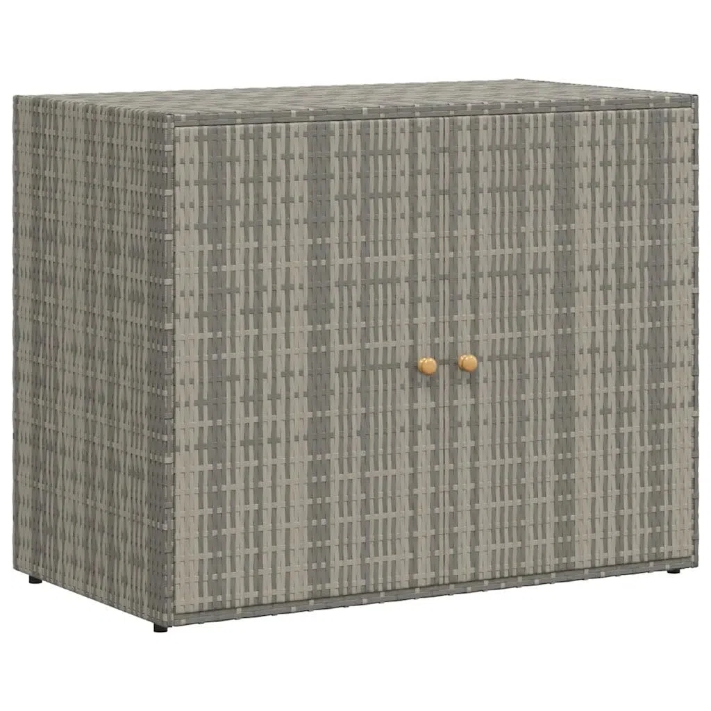 Helloshop26 - Armario de almacenamiento para jardín, 100 x 55 x 80 cm, diseño resistente al agua, gran capacidad, acabado mate de resina trenzada, color gris 02_0046633