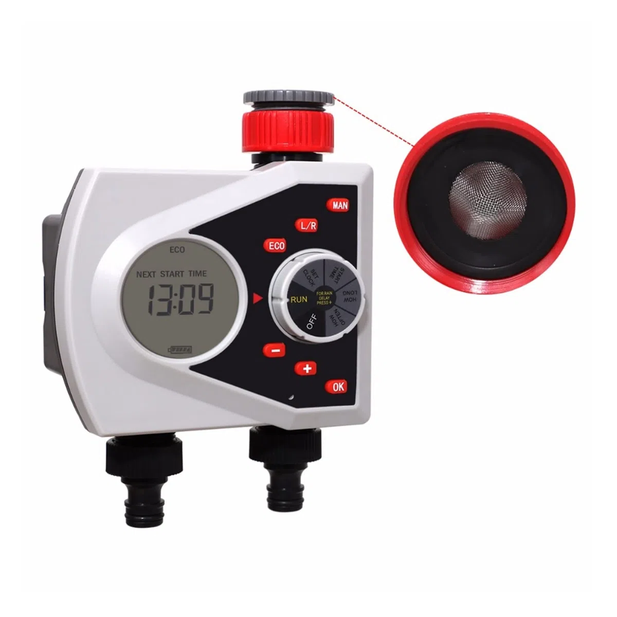 Válvula de agua inteligente Apagar Dos salidas Temporizador de aspersión Jardín Temporizador de riego automático Válvula solenoide electrónica digital Temporizador de aspersión Sistema de control de