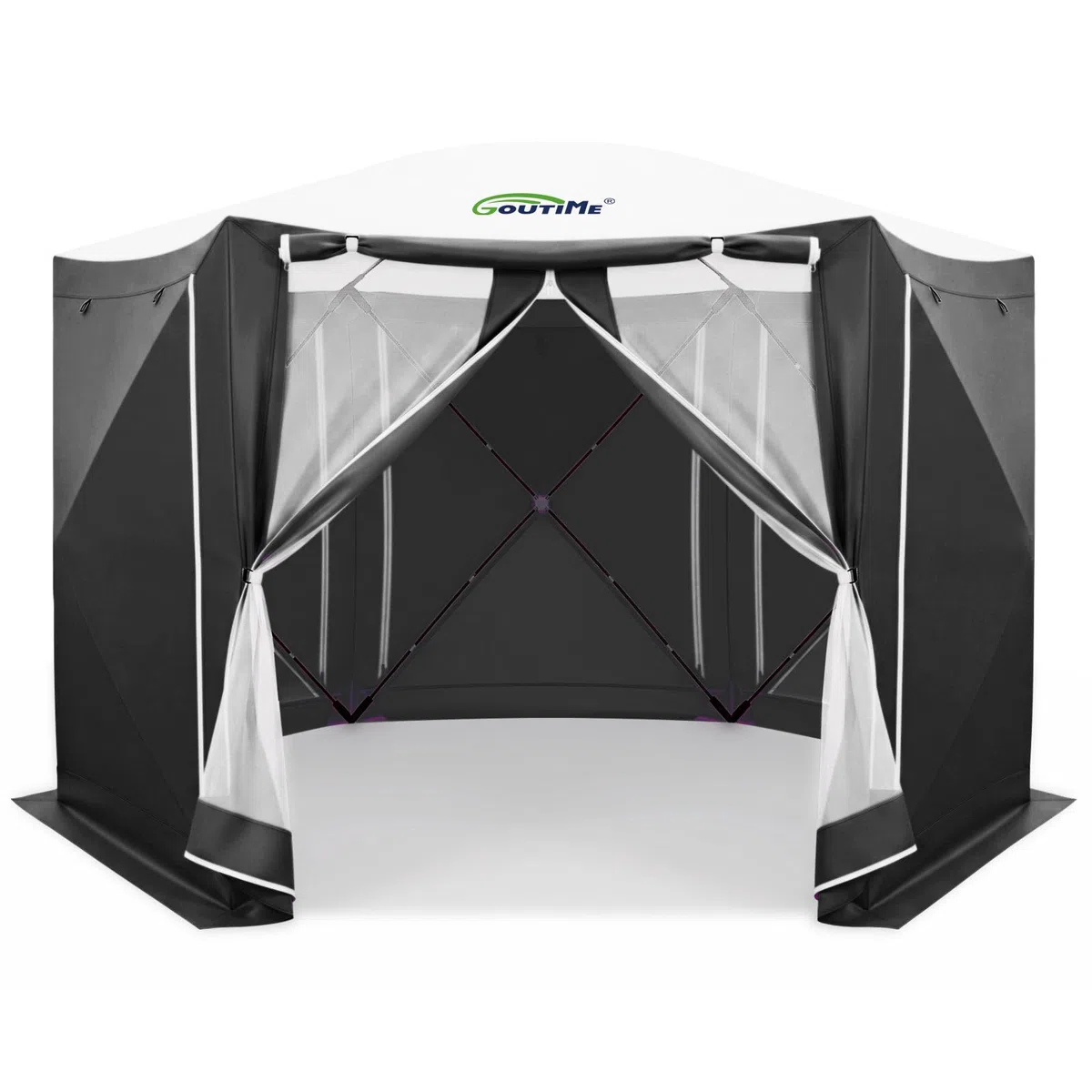 Goutime Tienda de Jardín Hexagonal 3x3m, Toldo Plegable de Apertura Rápida