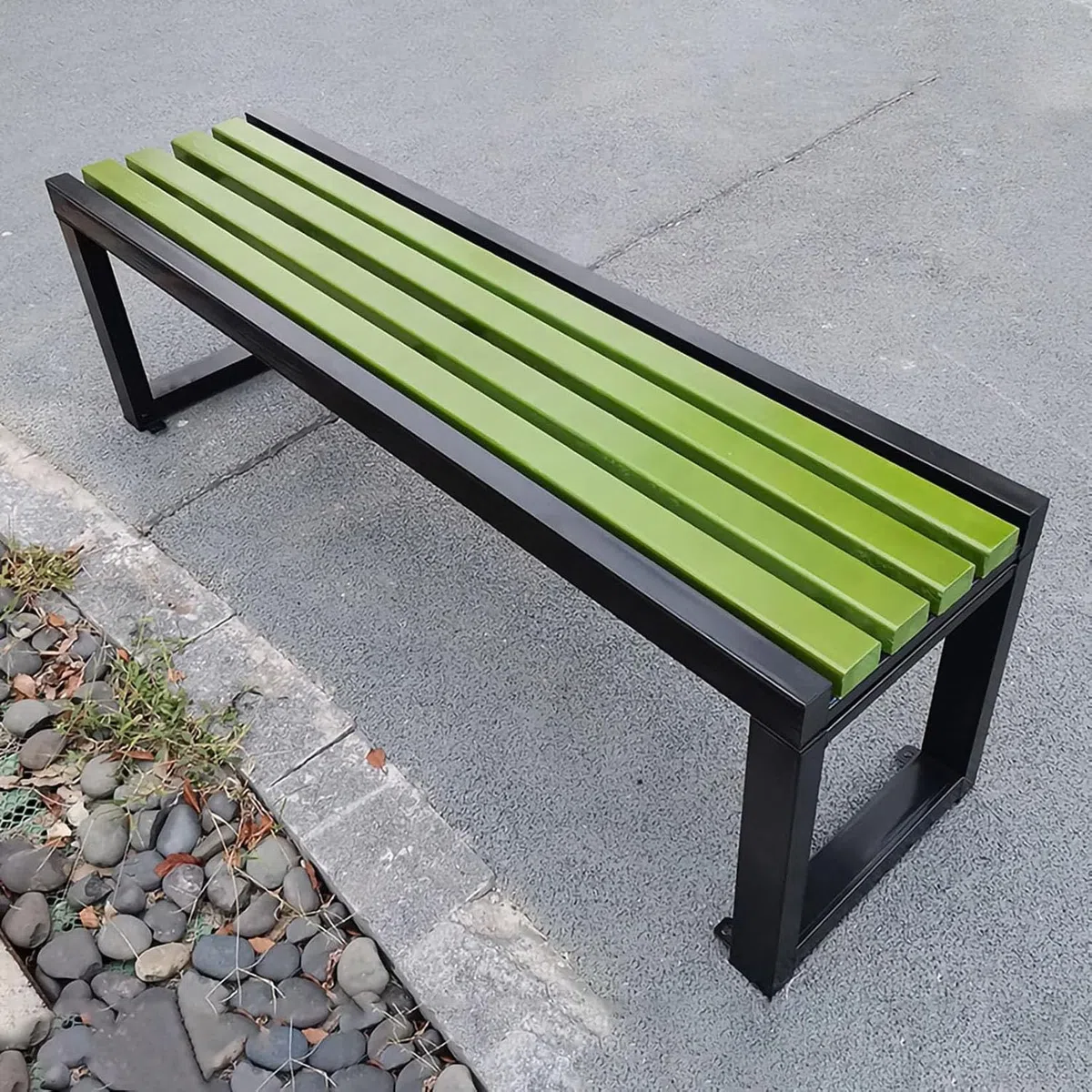 Rainbow - Banco para exteriores, silla de patio sin respaldo para jardín, parque, balcón, 120 x 40 x 45 cm, banco verde para patio, terraza, porche y asientos