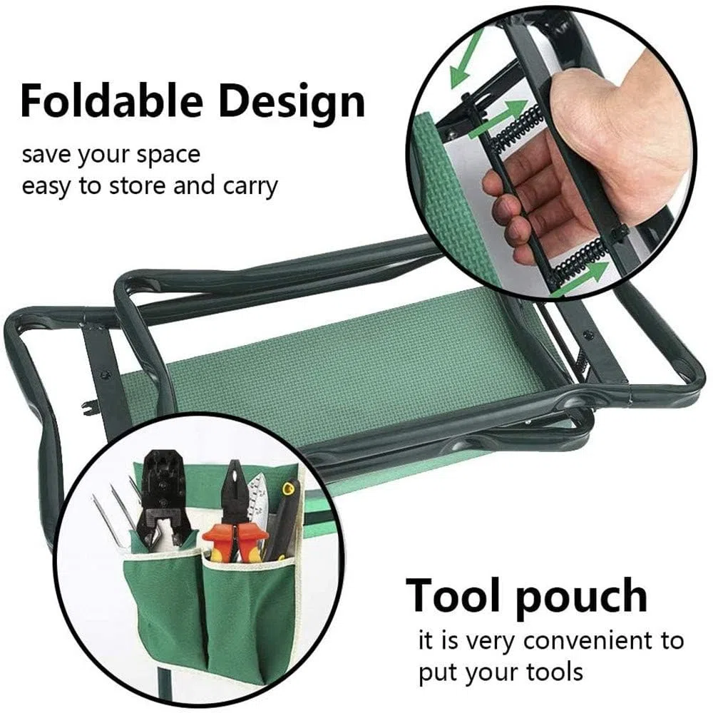 unhg - Asiento para arrodillado para jardín, con Almohadilla Gruesa Mejorada y 2 Grandes Bolsas de Herramientas, Banco Plegable Taburete de 330 Libras de Capacidad