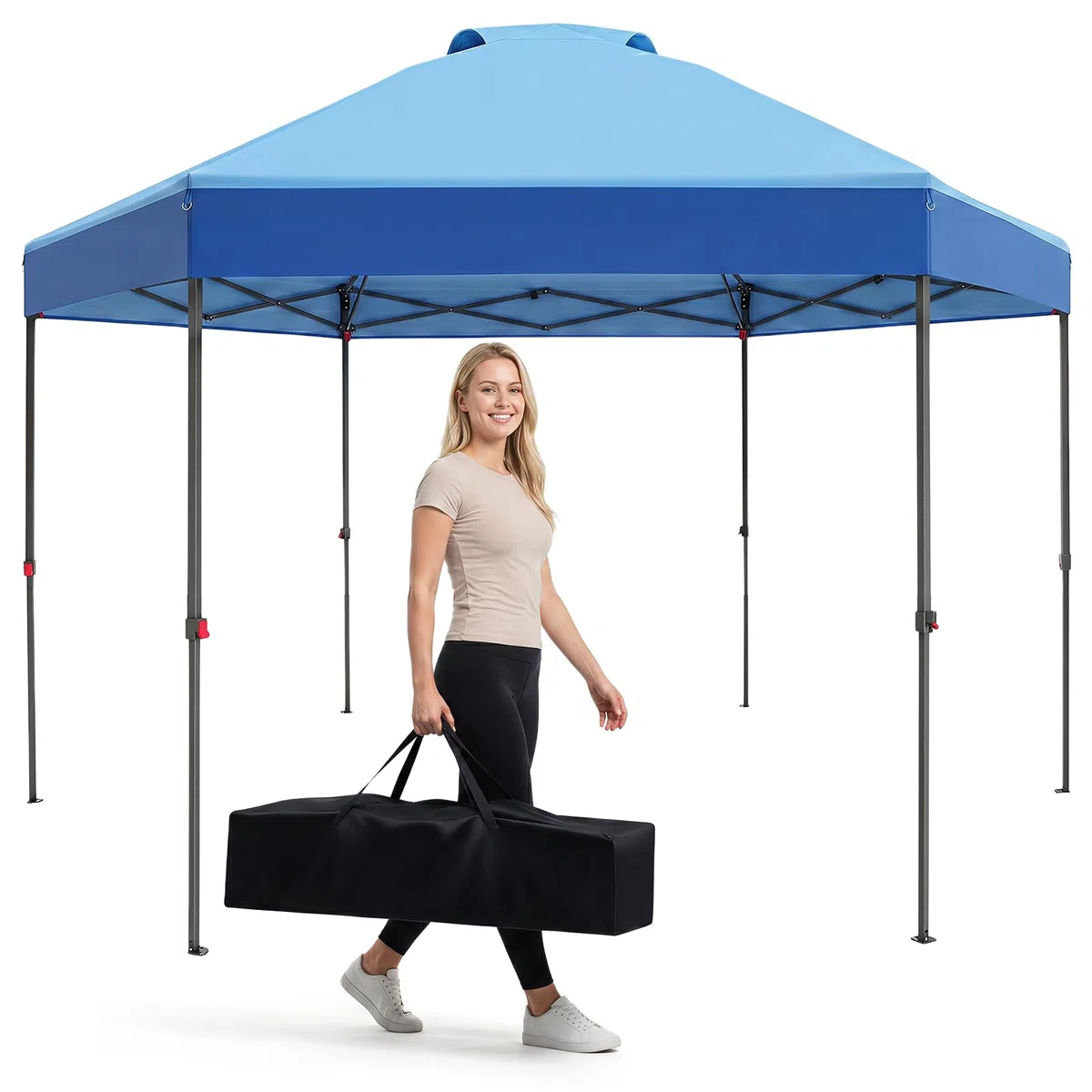 COSTWAY Carpa Plegable 3,6x3,6m, Pop up, 3 Alturas Ajustables (Azul)