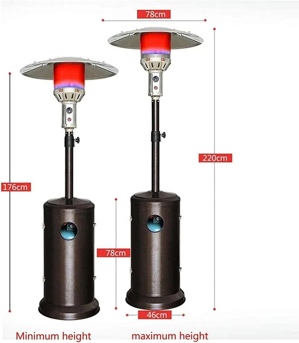 Calefactor de Exterior a Gas Calentador De Gas Propano De 13 KW, Altura Ajustable, Calentador De Espacio De Gas Independiente De Triple Protección For Uso Comercial/hogar, Marrón