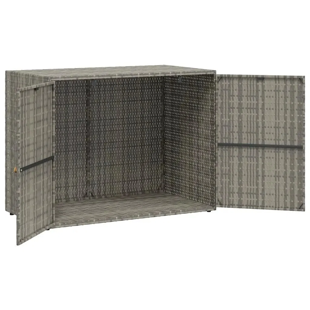 Helloshop26 - Armario de almacenamiento para jardín, 100 x 55 x 80 cm, diseño resistente al agua, gran capacidad, acabado mate de resina trenzada, color gris 02_0046633