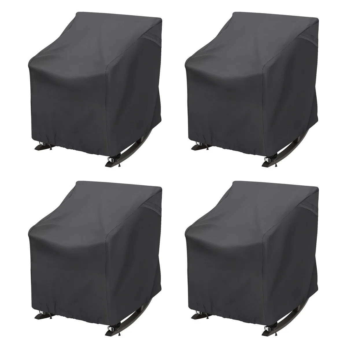 Paquete de 4 fundas para sillas mecedoras de patio, 420D, impermeable, tela Oxford, para muebles de exterior (negro, 27.5 pulgadas de largo x 32.5 pulgadas de profundidad x 39 pulgadas de alto)