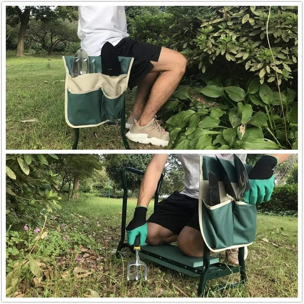 unhg - Asiento para arrodillado para jardín, con Almohadilla Gruesa Mejorada y 2 Grandes Bolsas de Herramientas, Banco Plegable Taburete de 330 Libras de Capacidad