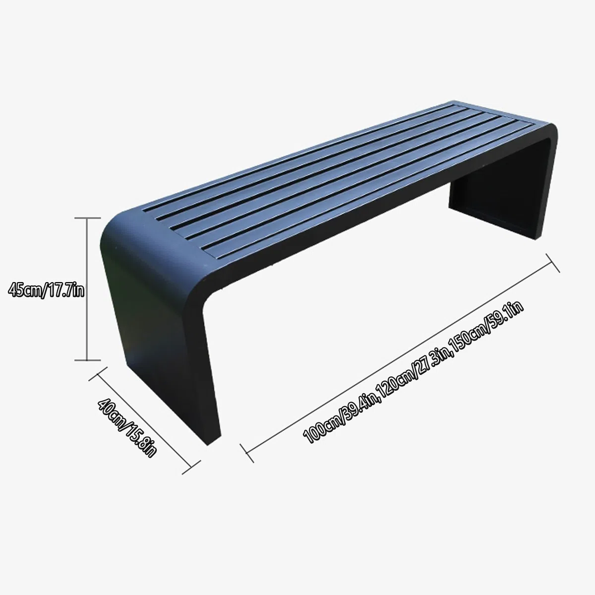 Banco de metal para exteriores, resistente a la intemperie, diseño sin respaldo, asientos 2-3, perfecto para jardín, patio o uso en interiores, solución de asiento elegante