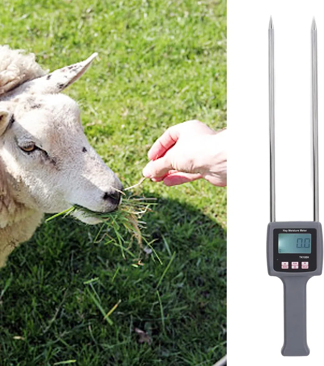 McbeAn Medidor De Humedad De Forraje Portátil, Medidor De Humedad De Heno Multifuncional De Mano, Precisión: ±0,5% N, Sonda De Metal, Alta Sensibilidad, para Varias Plantas