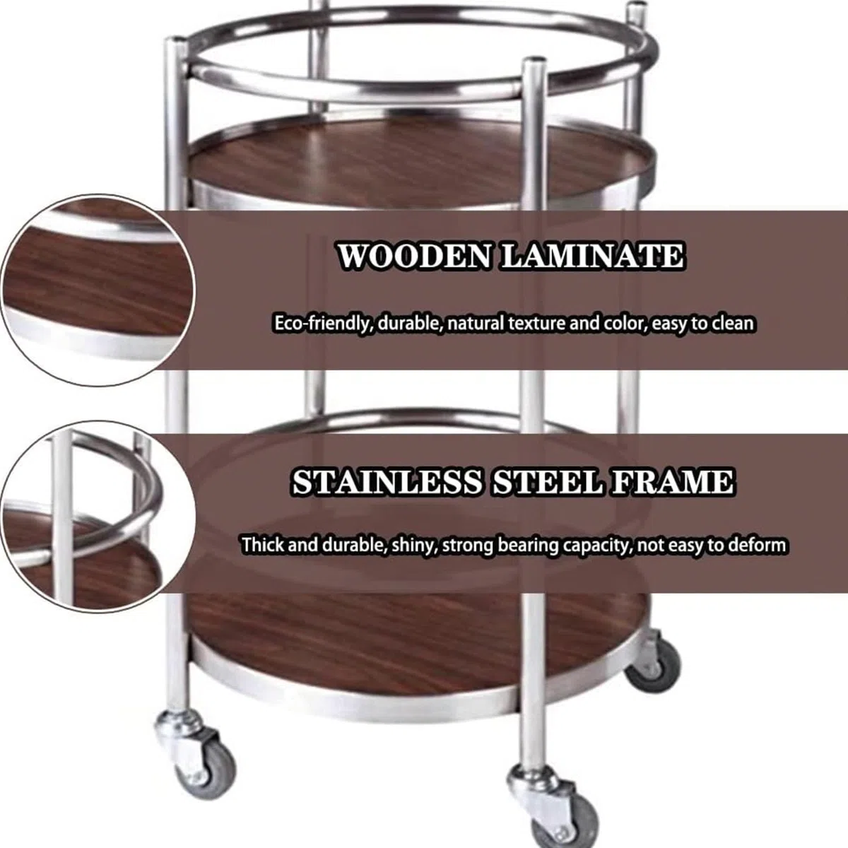 Carrito de cocina – Carrito de servicio grande plegable de acero inoxidable con ruedas, ideal para restaurantes, hoteles y uso doméstico, solución de almacenamiento versátil