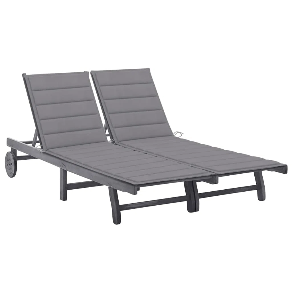 Esterilla Playa Plegable,Silla de Playa Plegable Ligera,Tumbona de jardín 2 Personas y Cojines Madera Maciza de acaciaAdecuado para Balcones, Jardines, Patios