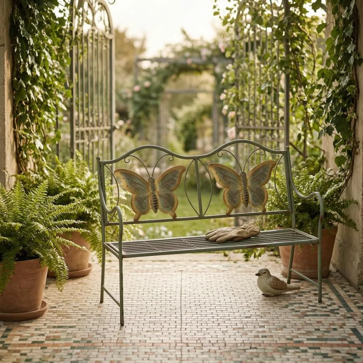 Banco para Niños Banco de Jardín Asiento Exterior Banco Infantil Banco Decorativo de Hierro Forjado con Carácter Francés y Asiento Aireado Adecuado para Patio Lectura Disfrute del Jardín