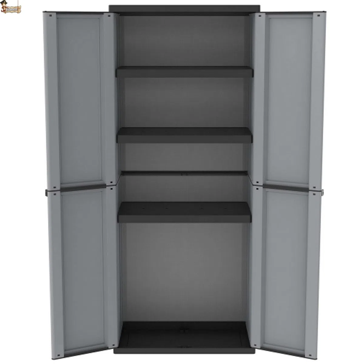 BricoLoco.com Armario Alto Exterior o Interior. Mueble en Resina para jardín, terraza, despensa, Cocina. Dos Puertas y Tres baldas de Altura Regulable