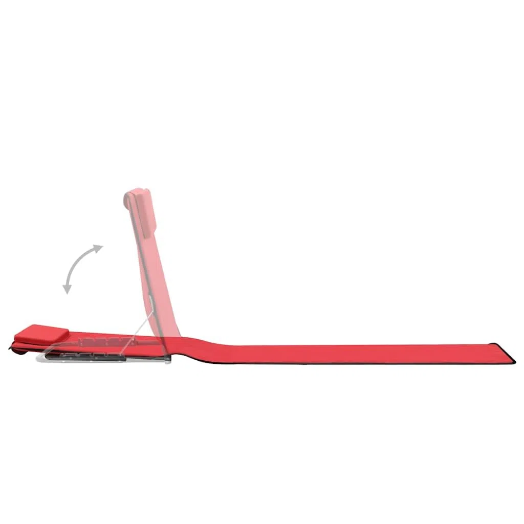 Esterilla de playa plegable, 2 unidades, acero y tela, color rojo, con reposacabezas y compartimento de almacenamiento, 160 x 53 x 47 cm, para camping, terraza, jardín, tumbona de relajación