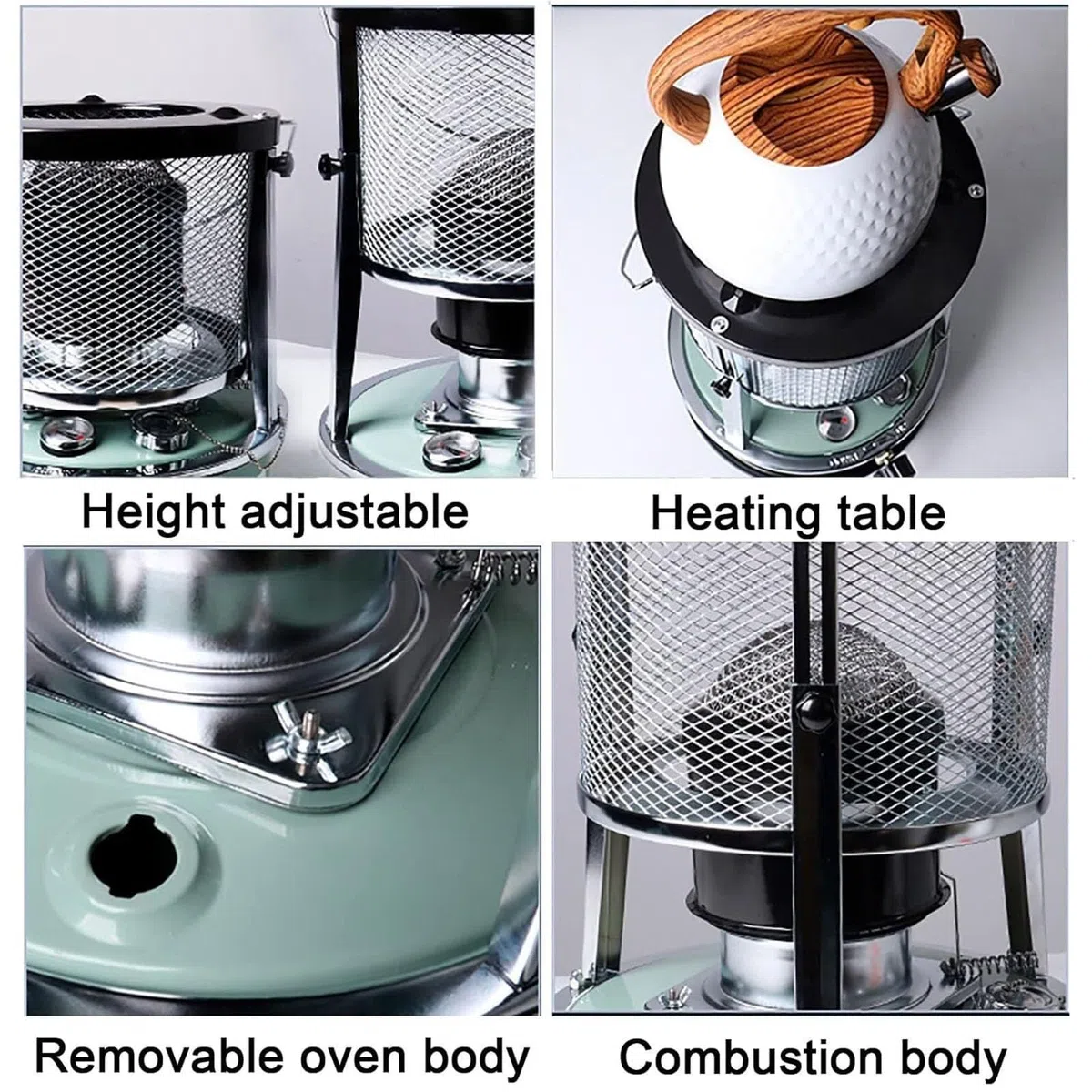 Calentador de queroseno portátil for interiores y exteriores, estufa 4,5 L, altura ajustable, ideal for patio, terraza, senderismo, pesca en hielo