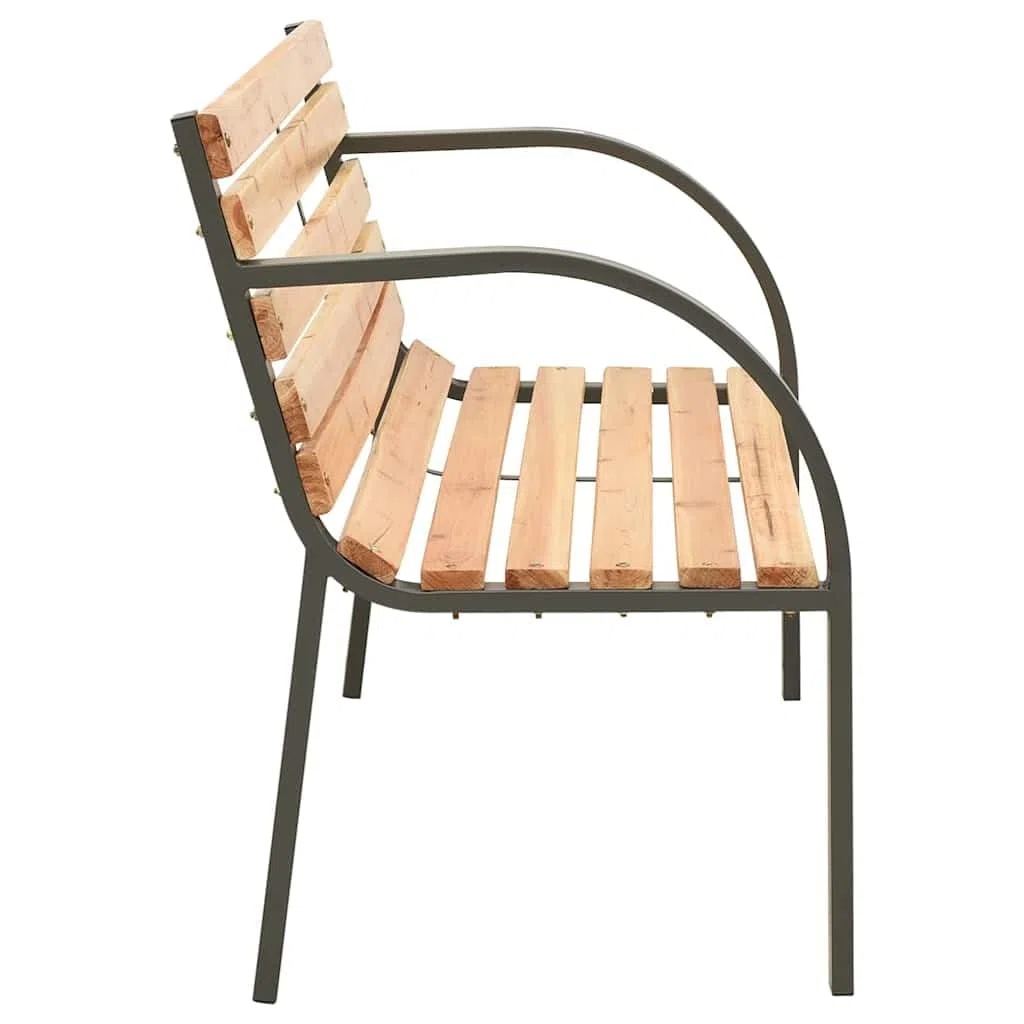 Banco de jardín infantil de 81 cm de madera de abeto chino con estructura de acero, diseño moderno, robusto y duradero, banco de exterior para balcón, jardín y terraza