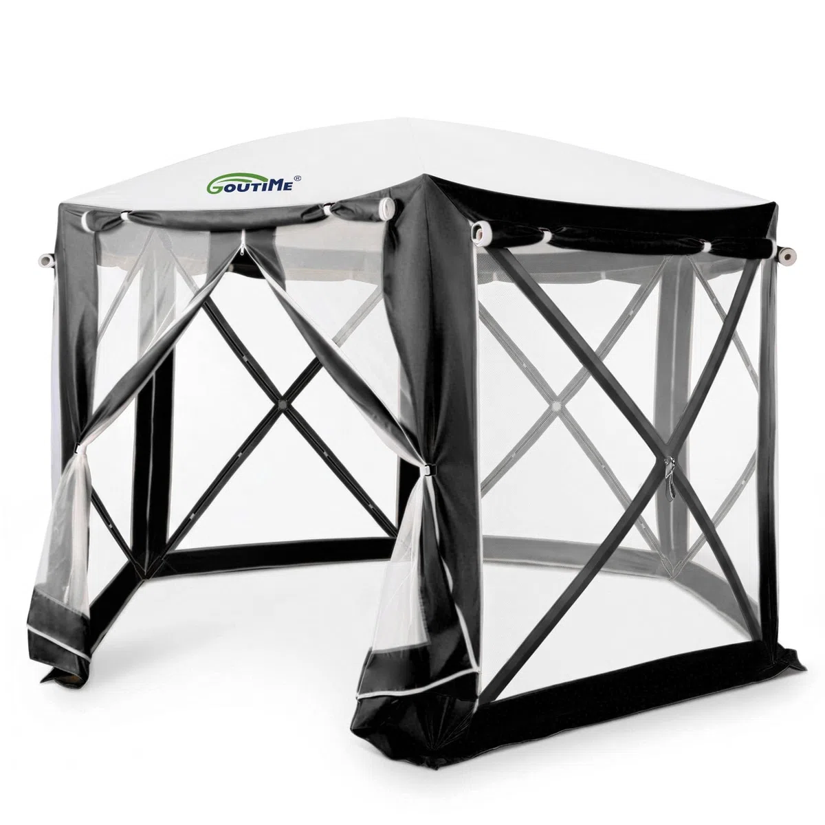 Goutime Tienda de Jardín Hexagonal 3x3m, Toldo Plegable de Apertura Rápida