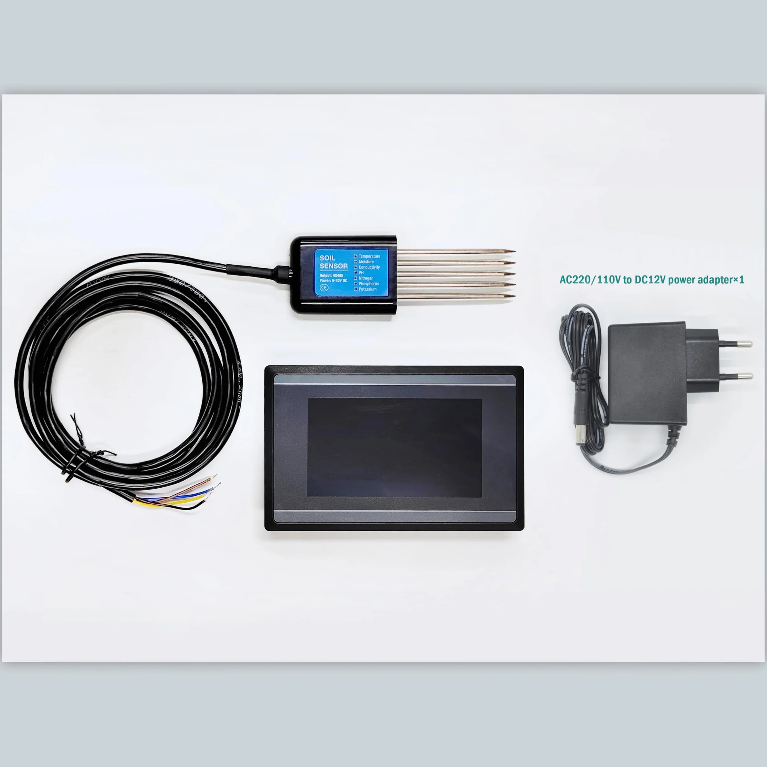 Medición y registro de la humedad del suelo Temperatura Humedad EC Sensor de PH con pantalla táctil HMI