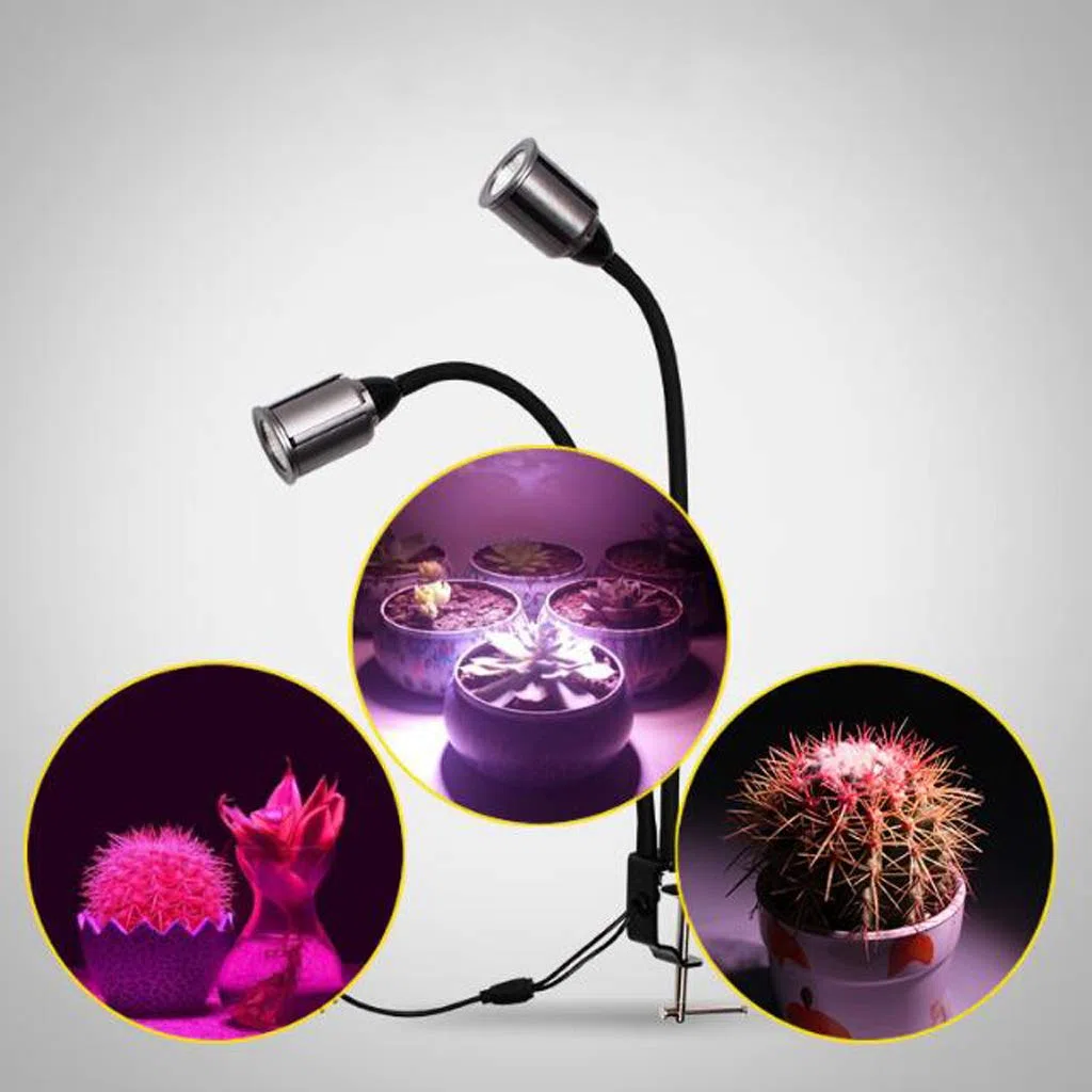 Plant Grow Light, Grow Light, lámpara de Crecimiento de Espectro Completo de 15w, luz de Planta de Escritorio con Cuello de Cisne de Doble Cabezal, para Plantas de Interior