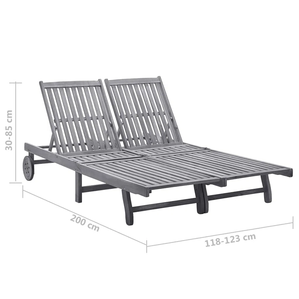 Esterilla Playa Plegable,Silla de Playa Plegable Ligera,Tumbona de jardín 2 Personas y Cojines Madera Maciza de acaciaAdecuado para Balcones, Jardines, Patios