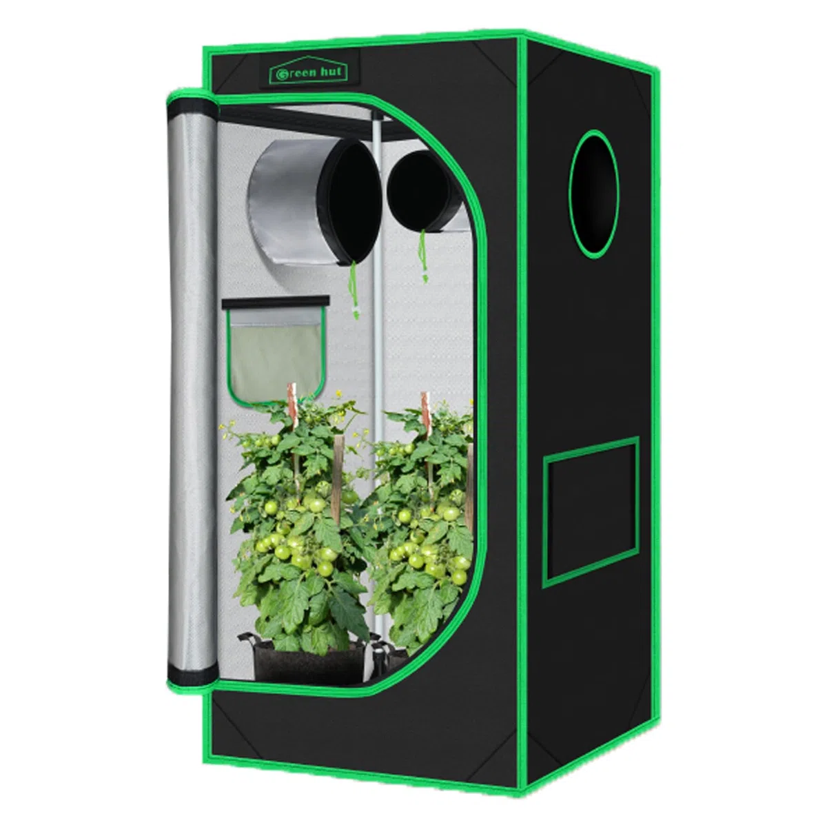 Tienda de cultivo hidropónica de 61 x 61 x 122 cm, 600D Mylar hidropónico con ventana de observación, bandeja de suelo extraíble y bolsa de herramientas para cultivo de plantas de interior 2