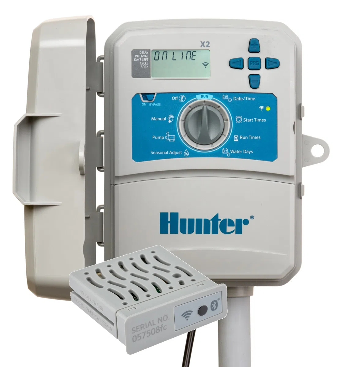 Hunter Hydrawise X2-400 - Controlador Hydrawise de 4 estaciones incluido con módulo WiFi Wand X2 4 zonas para exteriores o interiores, temporizador de riego X2400