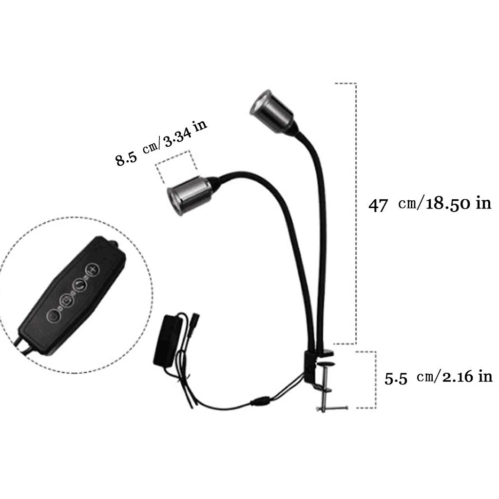 Plant Grow Light, Grow Light, lámpara de Crecimiento de Espectro Completo de 15w, luz de Planta de Escritorio con Cuello de Cisne de Doble Cabezal, para Plantas de Interior